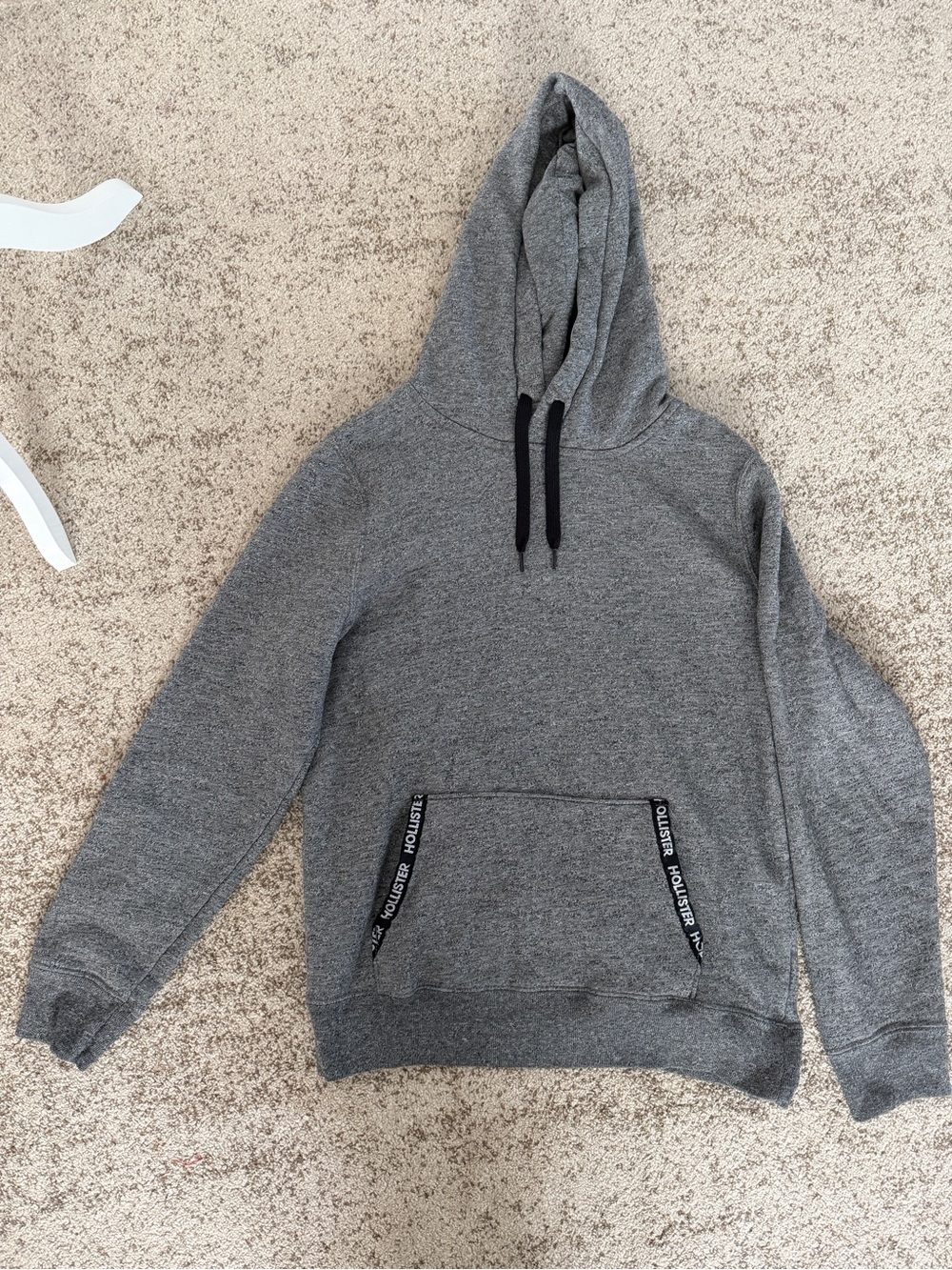 Hollister Heather Gray Hooded Sweatshirt with Logo Trim